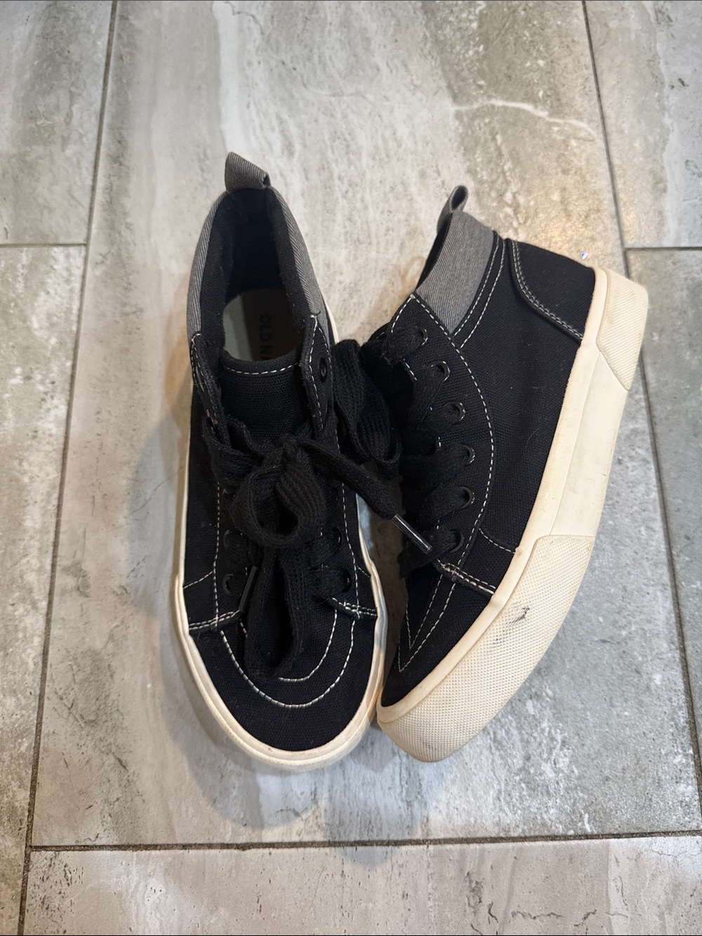 Old Navy Black Canvas High-Top Sneakers with White Soles